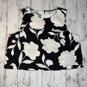 Kate Spade x Target Classic Rose Shell Tank Top XL Black White Floral Cropped